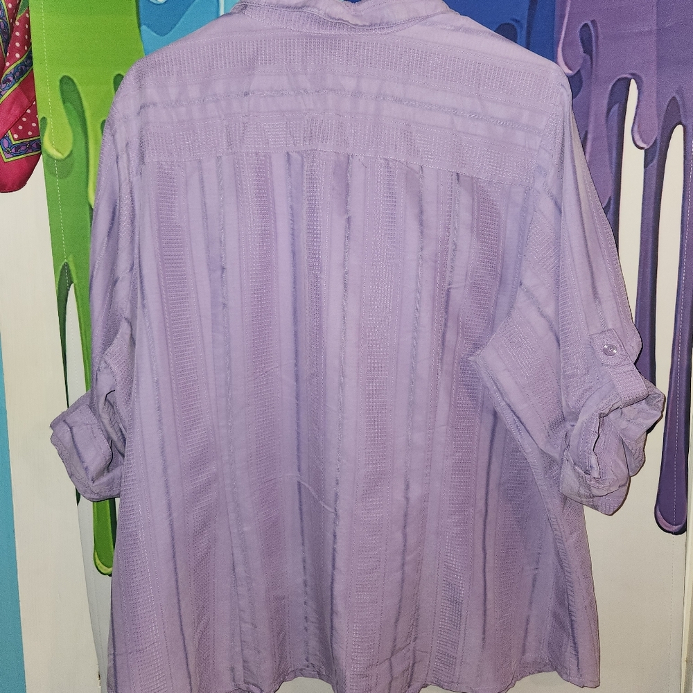 2X, Purple, Croft & Barrow Button-up Shirt - Picture 3 of 3
